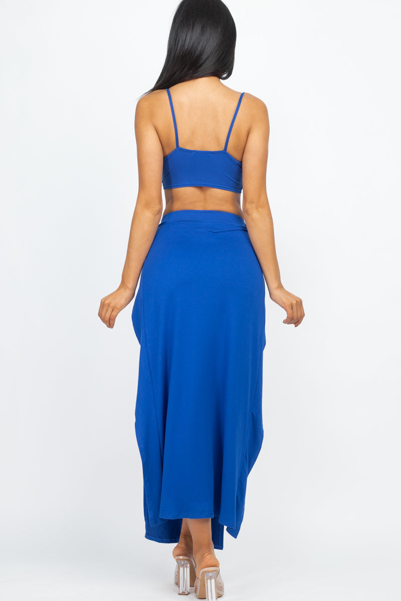 Bra top and side slit maxi skirt