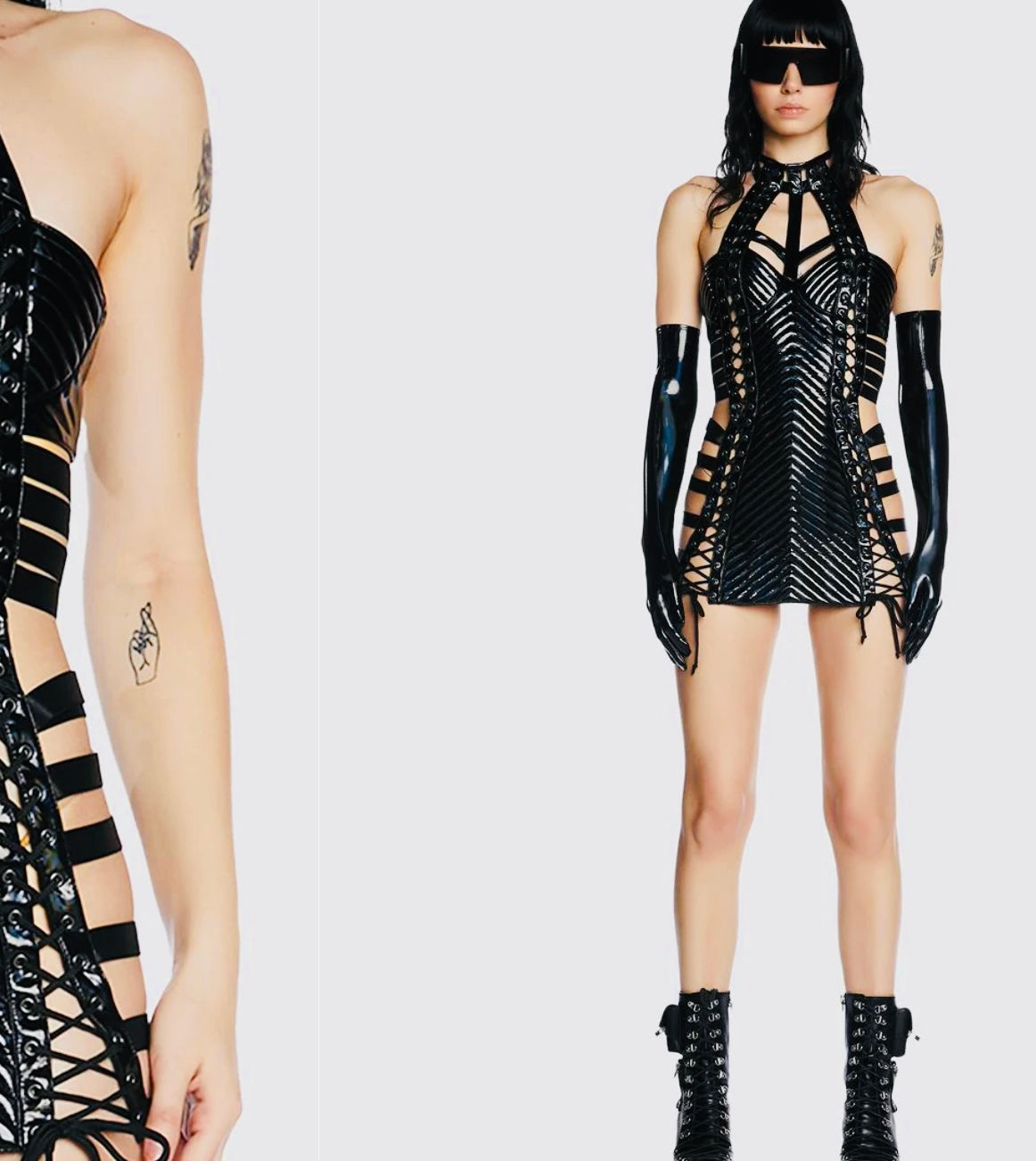 Rude Awakening Mini Dress - Black Holo