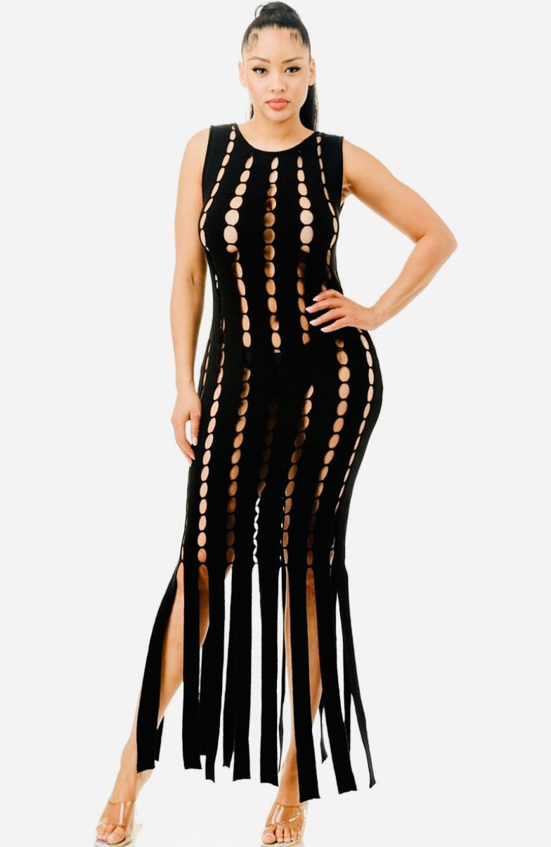 Cut Out Fringe Dress