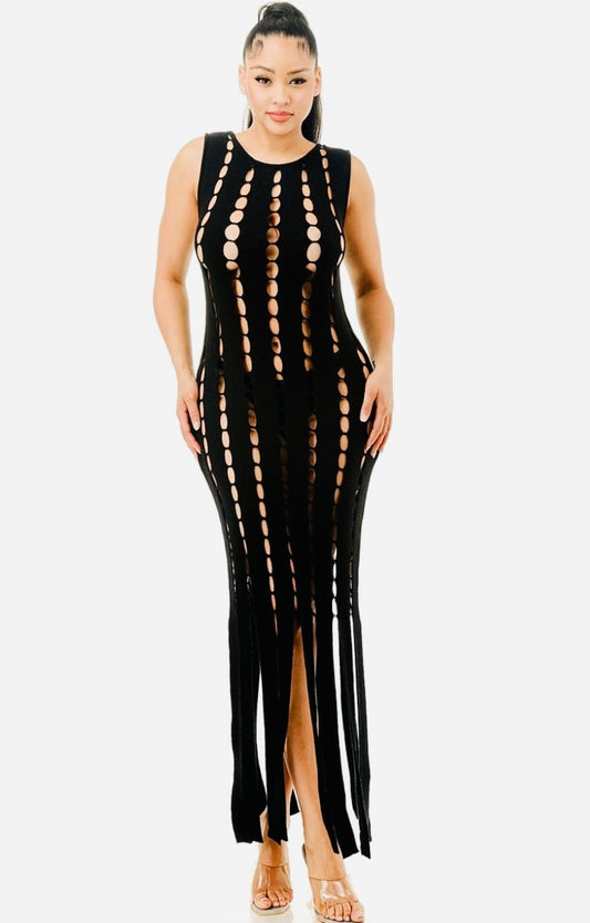 Cut Out Fringe Dress