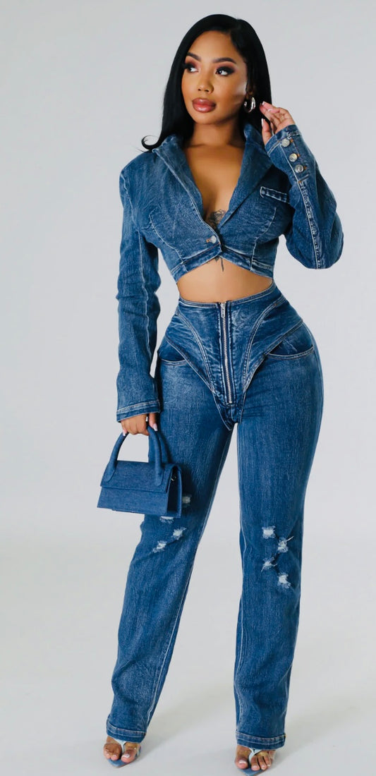 Cool Chick Denim Pant Set