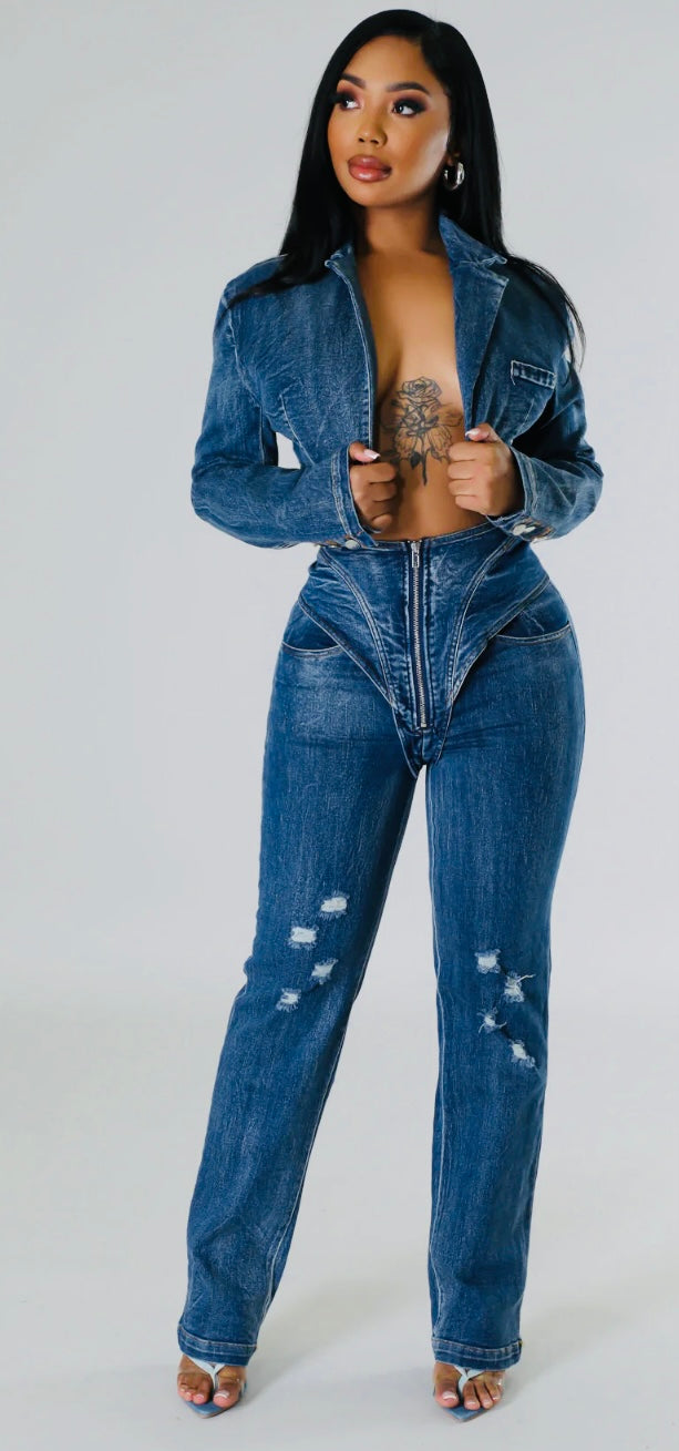 Cool Chick Denim Pant Set