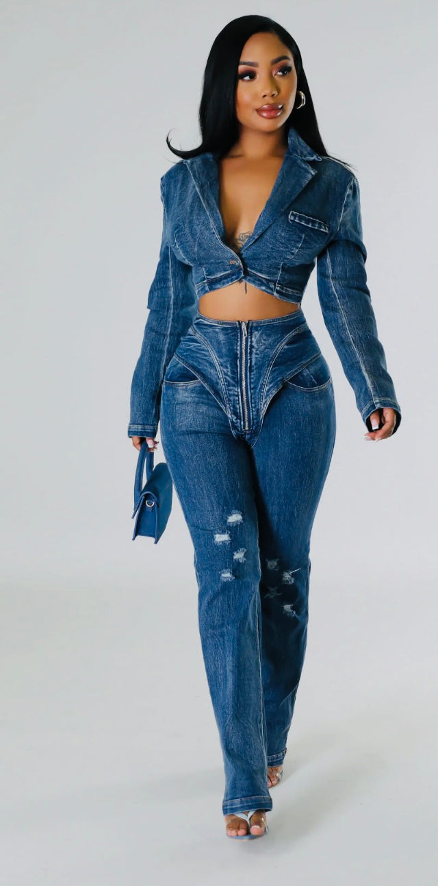 Cool Chick Denim Pant Set