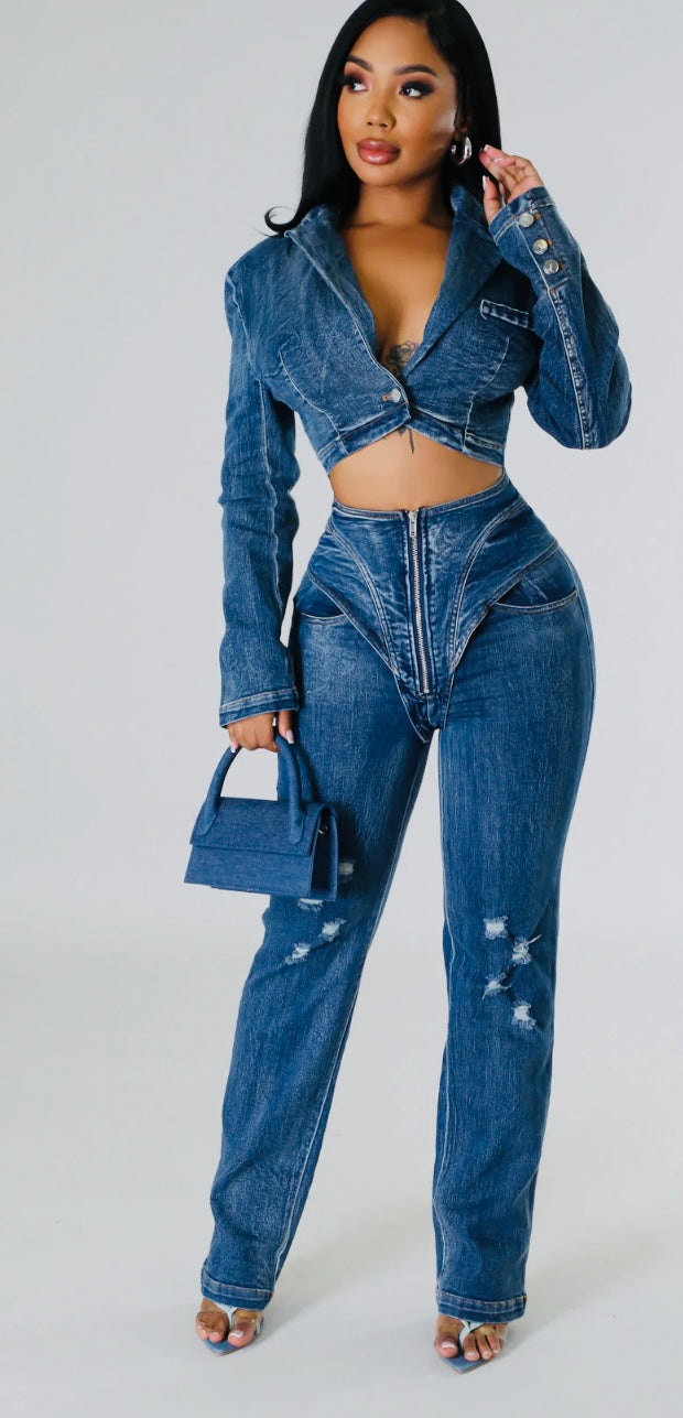 Cool Chick Denim Pant Set