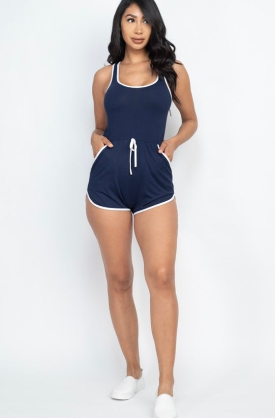 Kiss My Shoulder One Piece Racer Trim Romper