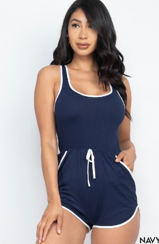 Kiss My Shoulder One Piece Racer Trim Romper