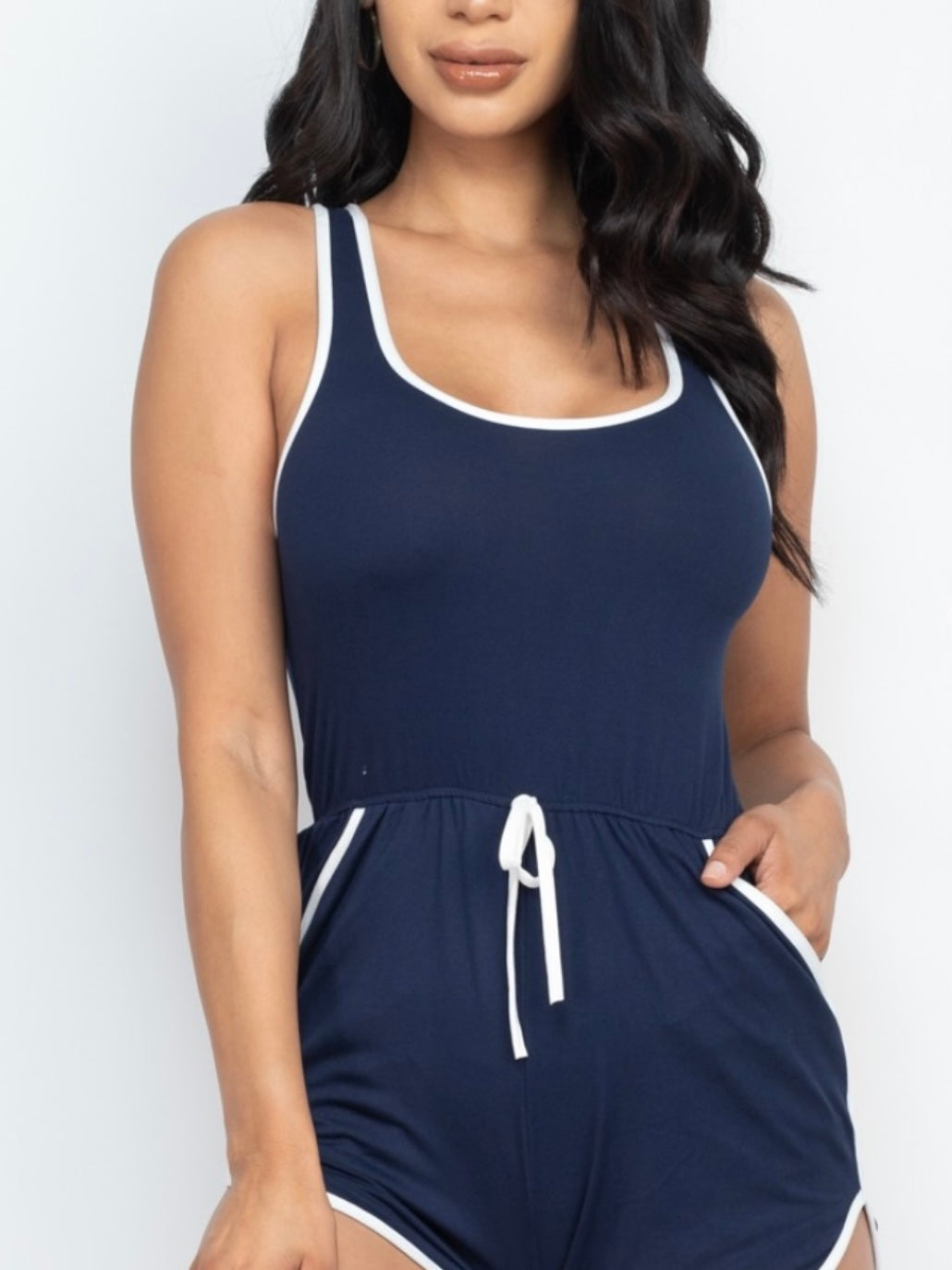 Kiss My Shoulder One Piece Racer Trim Romper