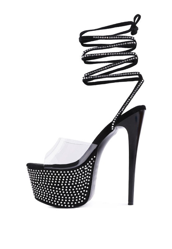 SUGAR MOM STRAPPY DIAMANTE PLATFORM HIGH HEELS