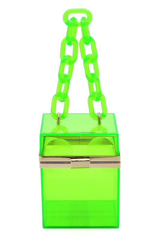 Acrylic Chain Handle See Thru Crossbody Clutch