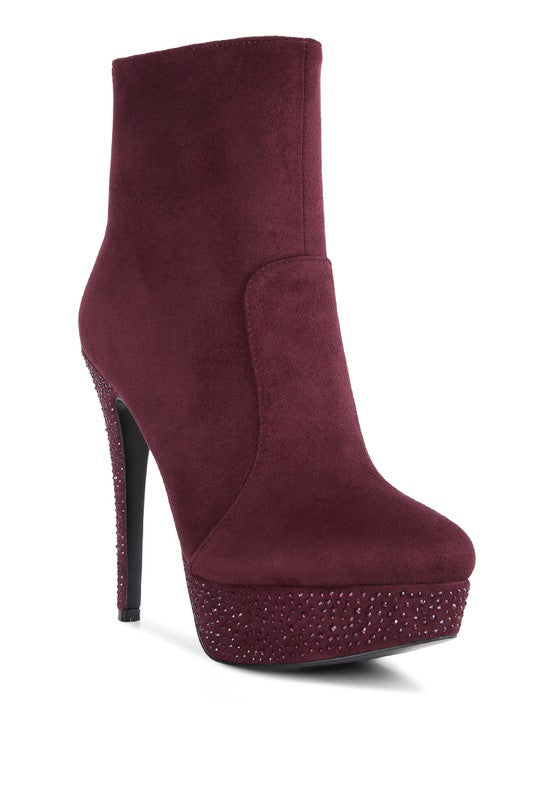 Espiree Microfiber High Heeled Ankle Boots