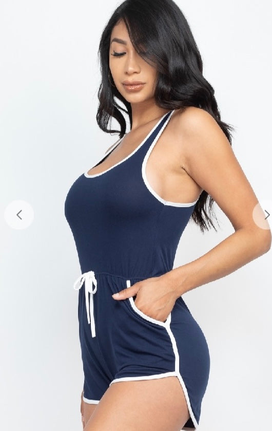 Kiss My Shoulder One Piece Racer Trim Romper