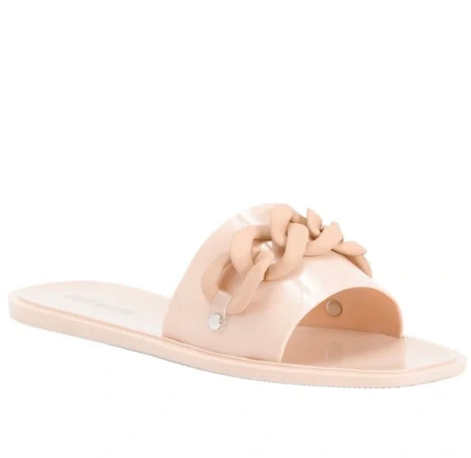 STEVE MADDEN One Band Chain Jelly Slides in Blush