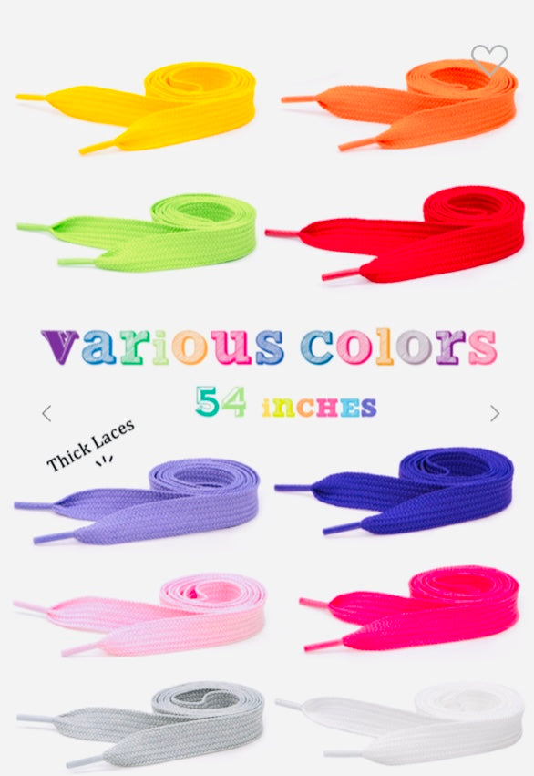 54" Flat Colored Shoelaces (CODE: covergirl-laces)