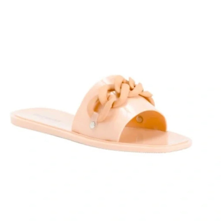 STEVE MADDEN One Band Chain Jelly Slides in Blush